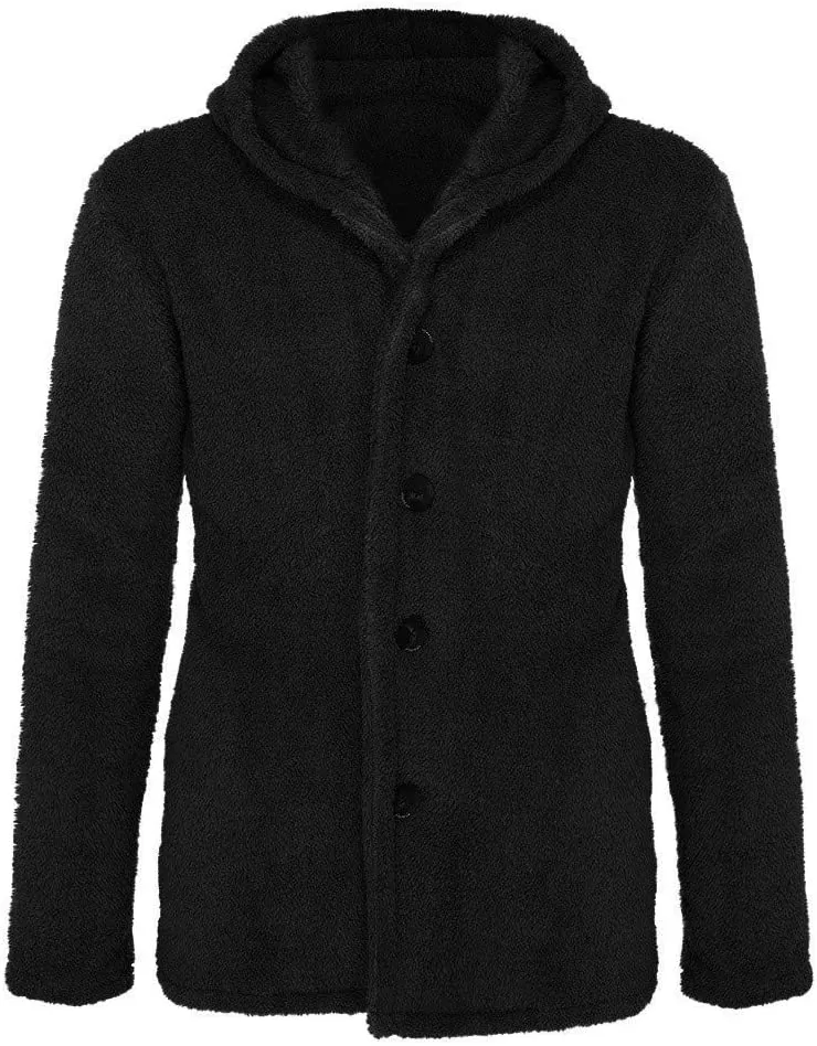 Men Warm Plush Fleece Cardigan Coat